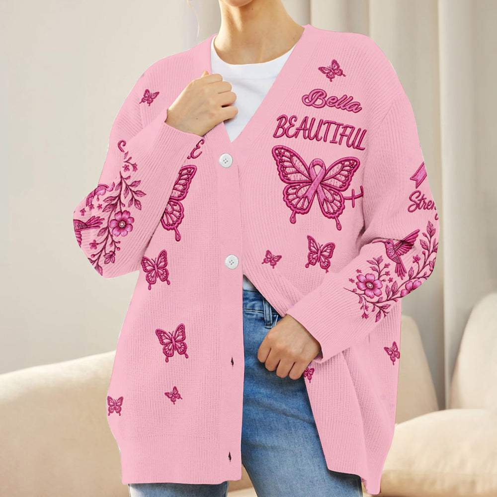 Breast Cancer Awareness - Personalized Breast Cancer Awareness Cardigan Sweater
