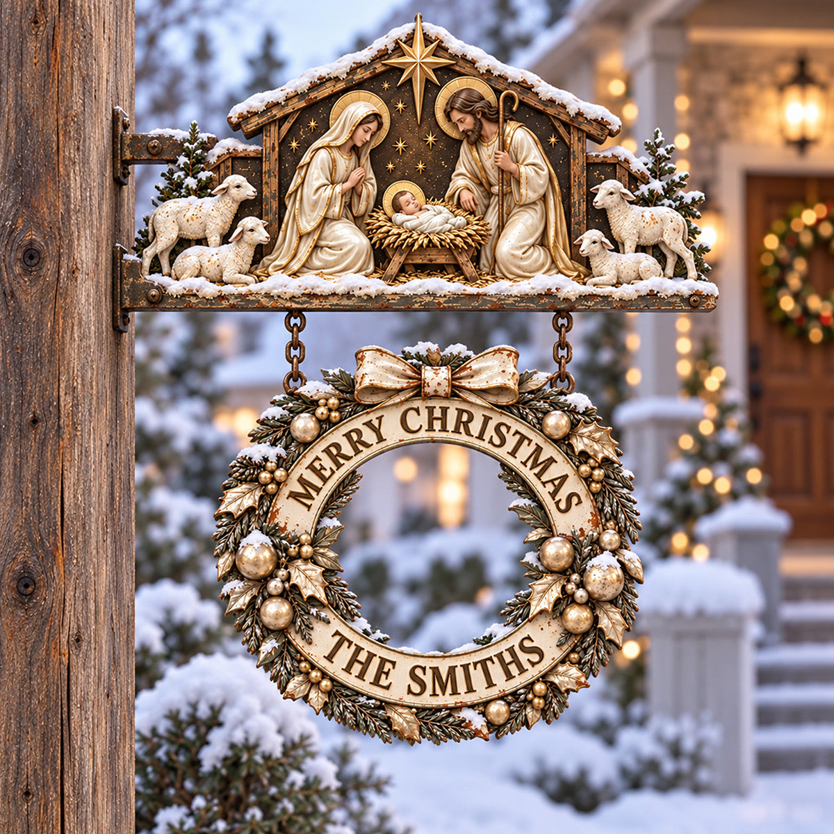 The Holy Family - Personalized Christian Wooden Wall Mount Sign