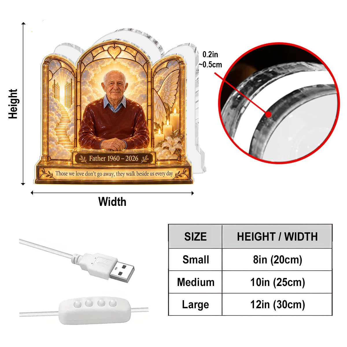Personalisierte Gedenkgeschenk, Eine schöne Erinnerung für einen geliebten Menschen - Personalisierte Acryl LED Nachtlicht
