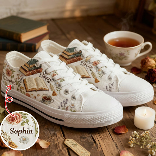 Amoureux des livres - Chaussures basses personnalisées avec des livres