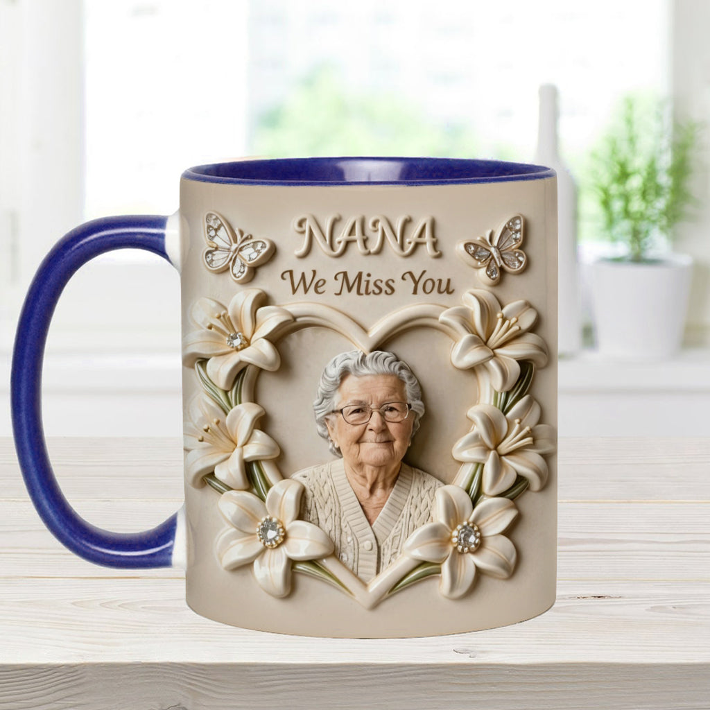 Mug personnalisé avec photo, fleur de naissance, composition florale, cadeau pour elle/maman/grand-mère... - Mug personnalisé pour grand-mère