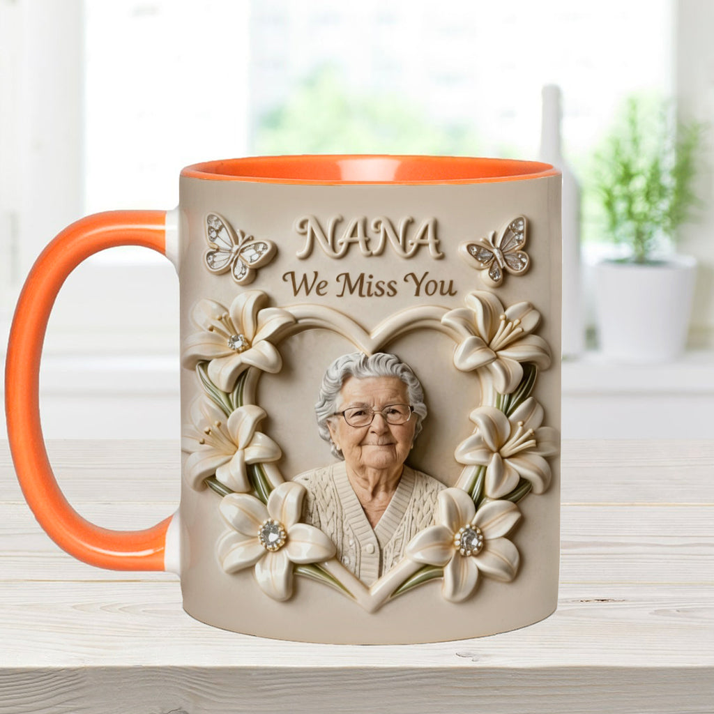 Mug personnalisé avec photo, fleur de naissance, composition florale, cadeau pour elle/maman/grand-mère... - Mug personnalisé pour grand-mère