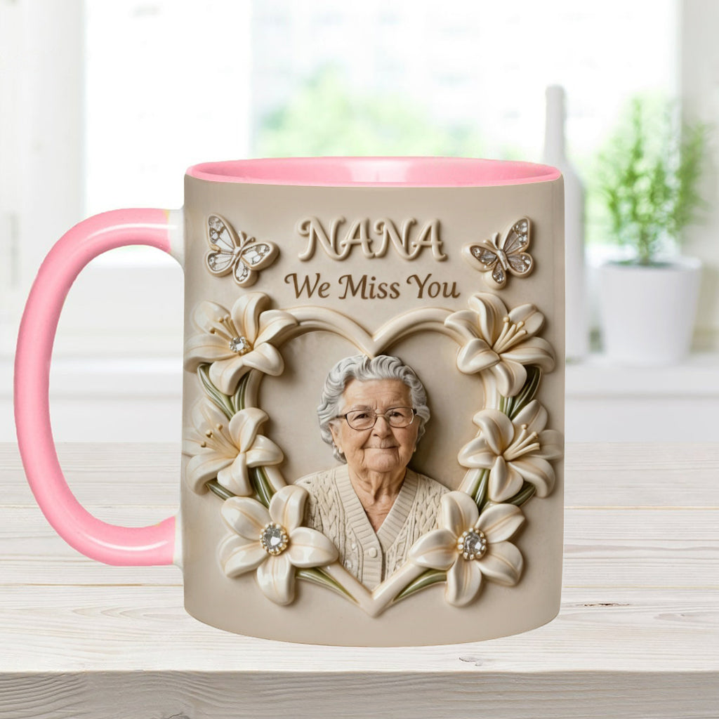 Mug personnalisé avec photo, fleur de naissance, composition florale, cadeau pour elle/maman/grand-mère... - Mug personnalisé pour grand-mère