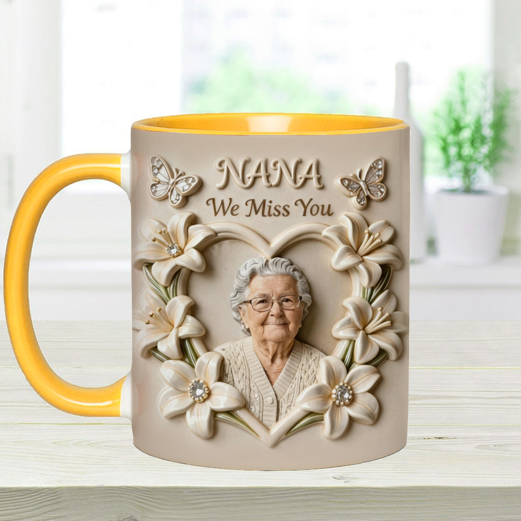Mug personnalisé avec photo, fleur de naissance, composition florale, cadeau pour elle/maman/grand-mère... - Mug personnalisé pour grand-mère