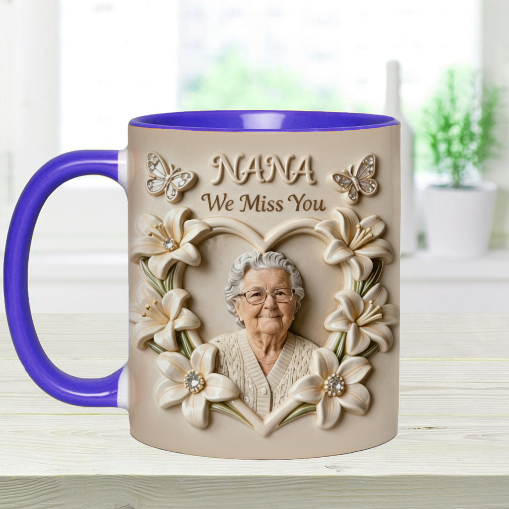 Mug personnalisé avec photo, fleur de naissance, composition florale, cadeau pour elle/maman/grand-mère... - Mug personnalisé pour grand-mère