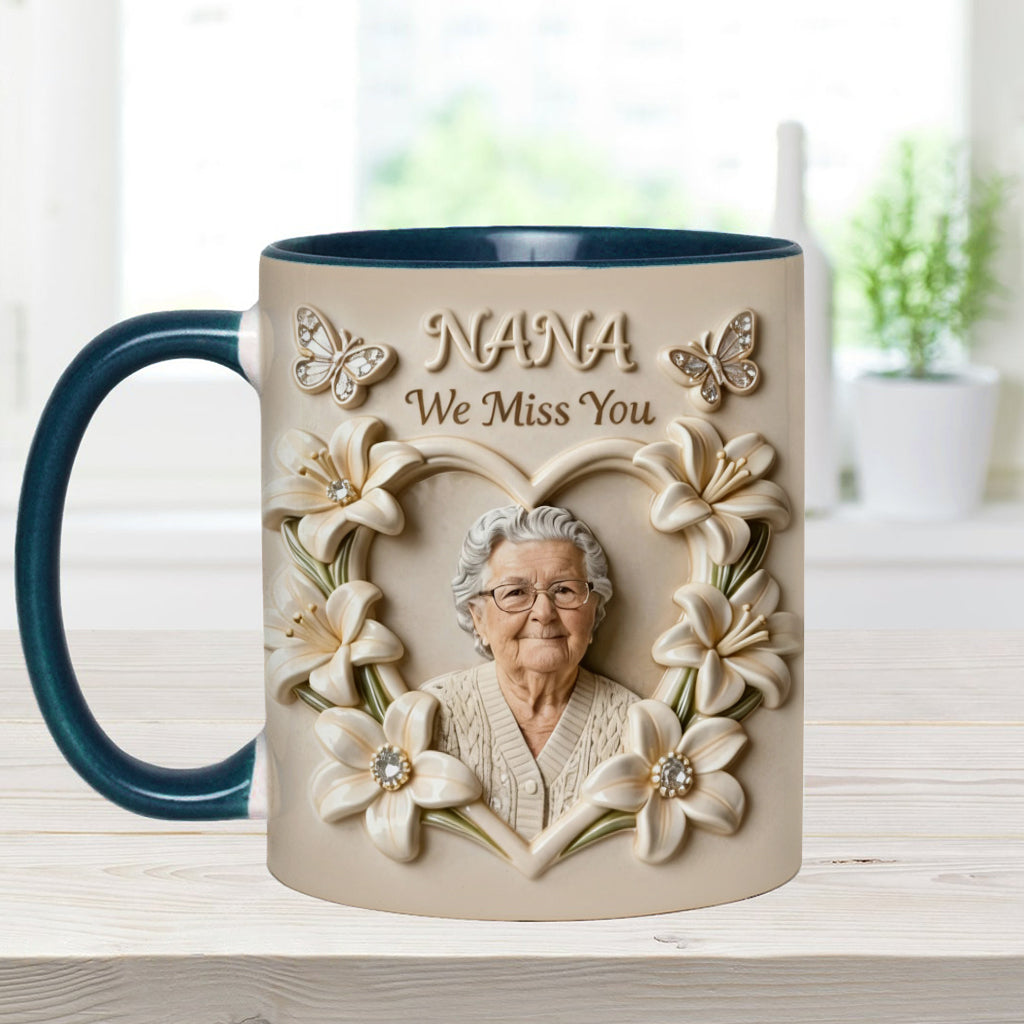 Mug personnalisé avec photo, fleur de naissance, composition florale, cadeau pour elle/maman/grand-mère... - Mug personnalisé pour grand-mère