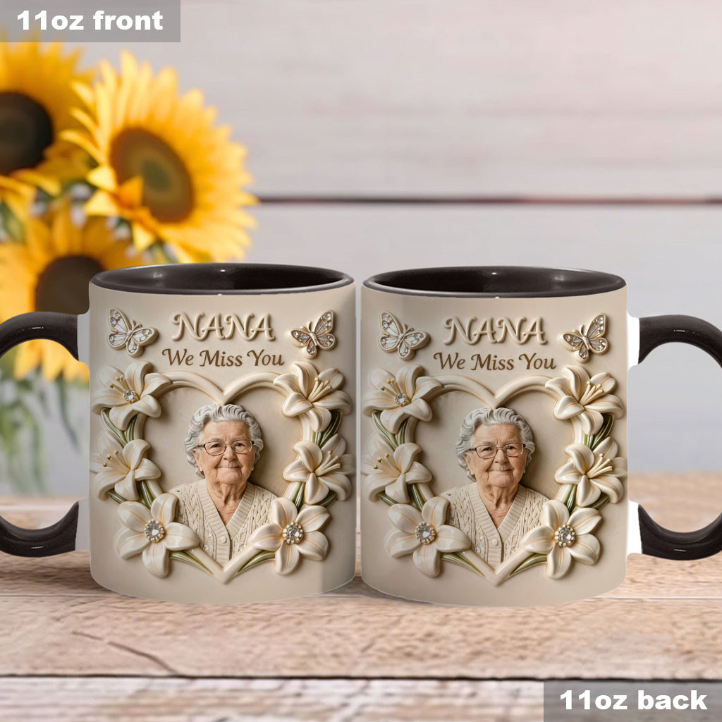 Mug personnalisé avec photo, fleur de naissance, composition florale, cadeau pour elle/maman/grand-mère... - Mug personnalisé pour grand-mère