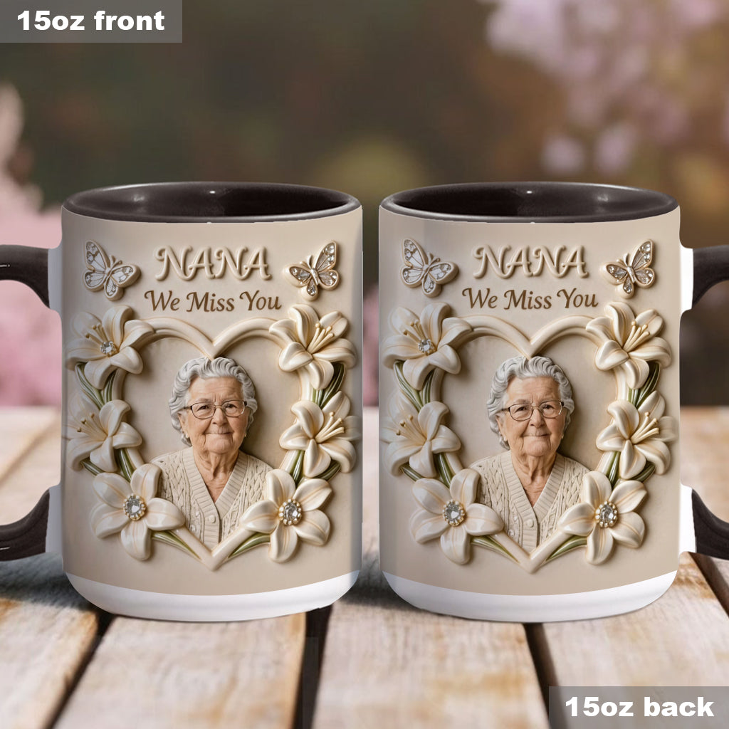 Mug personnalisé avec photo, fleur de naissance, composition florale, cadeau pour elle/maman/grand-mère... - Mug personnalisé pour grand-mère