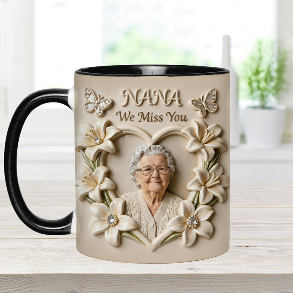 Mug personnalisé avec photo, fleur de naissance, composition florale, cadeau pour elle/maman/grand-mère... - Mug personnalisé pour grand-mère