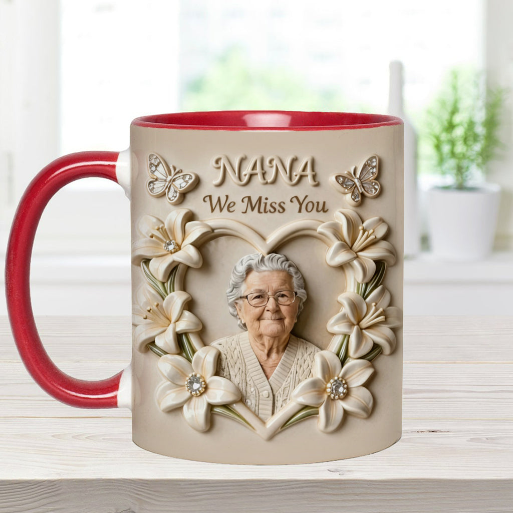 Mug personnalisé avec photo, fleur de naissance, composition florale, cadeau pour elle/maman/grand-mère... - Mug personnalisé pour grand-mère