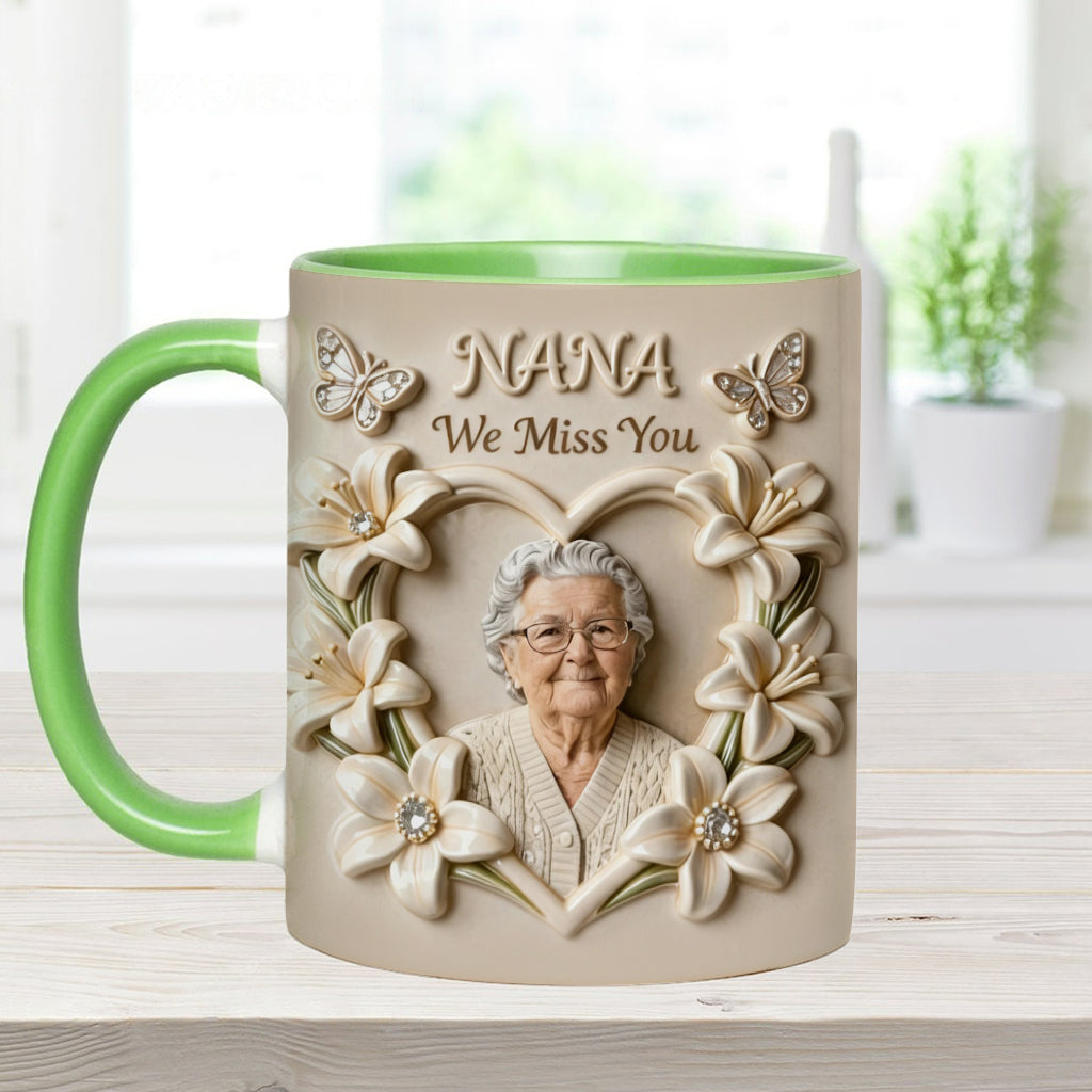 Mug personnalisé avec photo, fleur de naissance, composition florale, cadeau pour elle/maman/grand-mère... - Mug personnalisé pour grand-mère