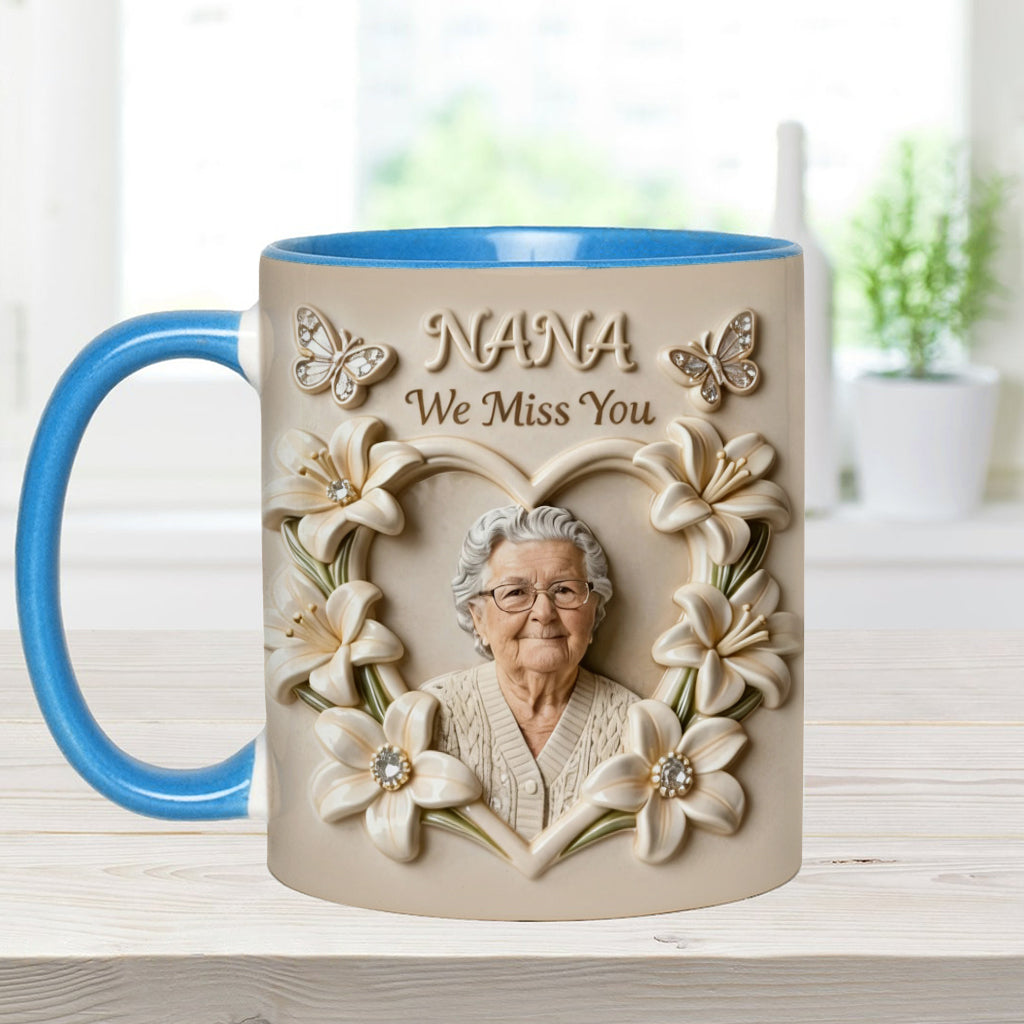 Mug personnalisé avec photo, fleur de naissance, composition florale, cadeau pour elle/maman/grand-mère... - Mug personnalisé pour grand-mère