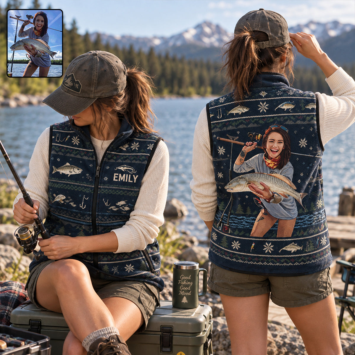 Gone Fishing - Personalized Fishing Flannel Fleece Vest