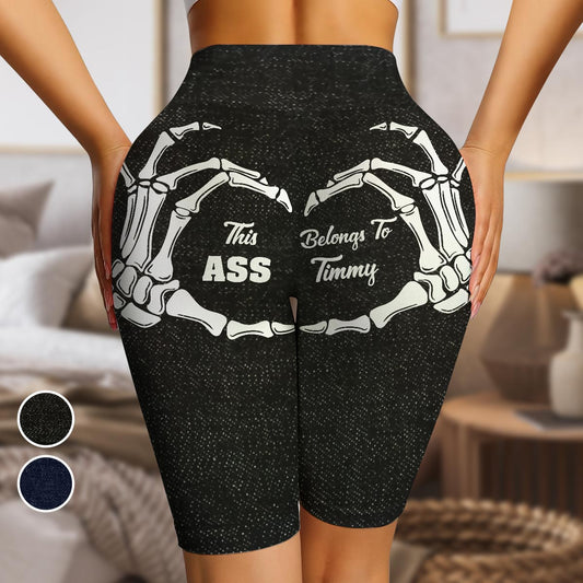 Funny Gift Fot Her - Personalized Couple High-Waisted Biker Shorts