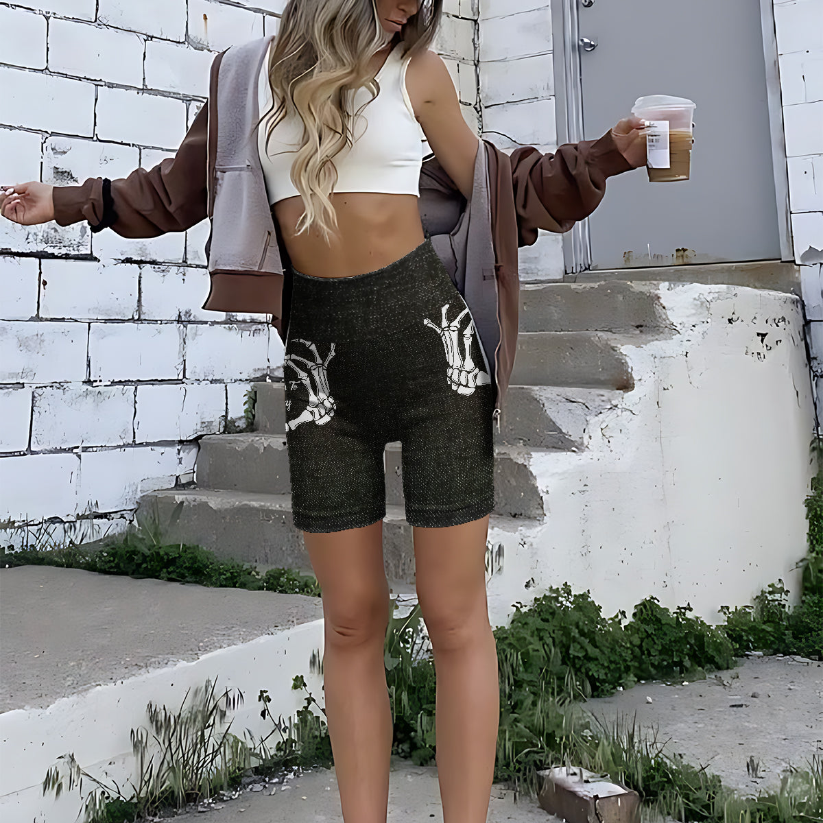 Funny Gift Fot Her - Personalized Couple High-Waisted Biker Shorts