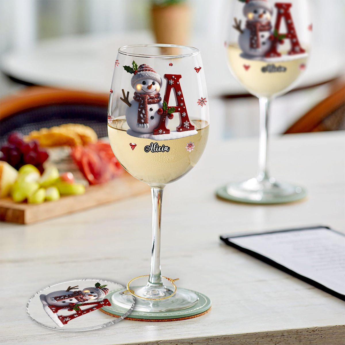 Joyeux Noël - Verre à vin familial personnalisé à longue tige