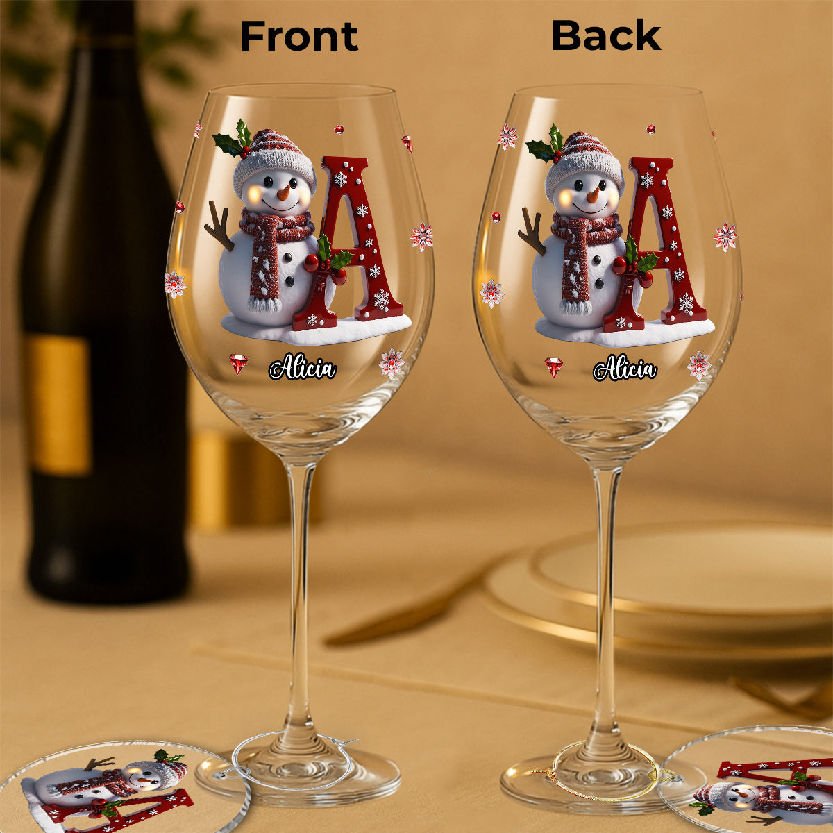 Joyeux Noël - Verre à vin familial personnalisé à longue tige