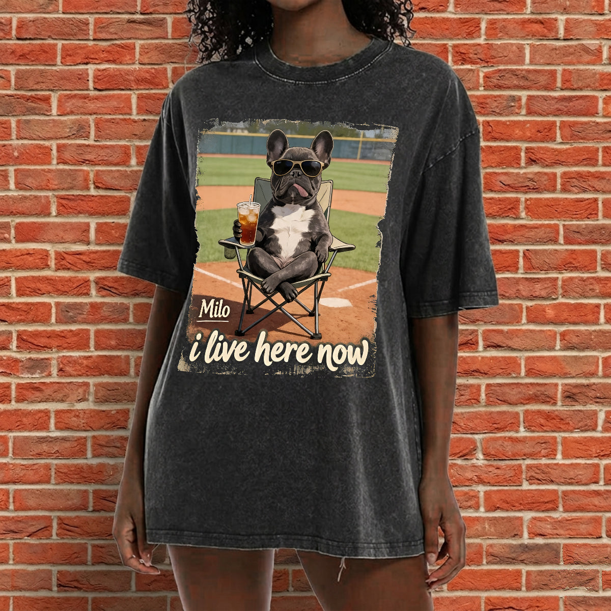 T-shirt Personnalisé Photo I Live Here Now - Lavage de Chien