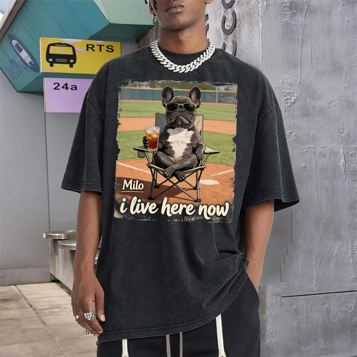 T-shirt Personnalisé Photo I Live Here Now - Lavage de Chien