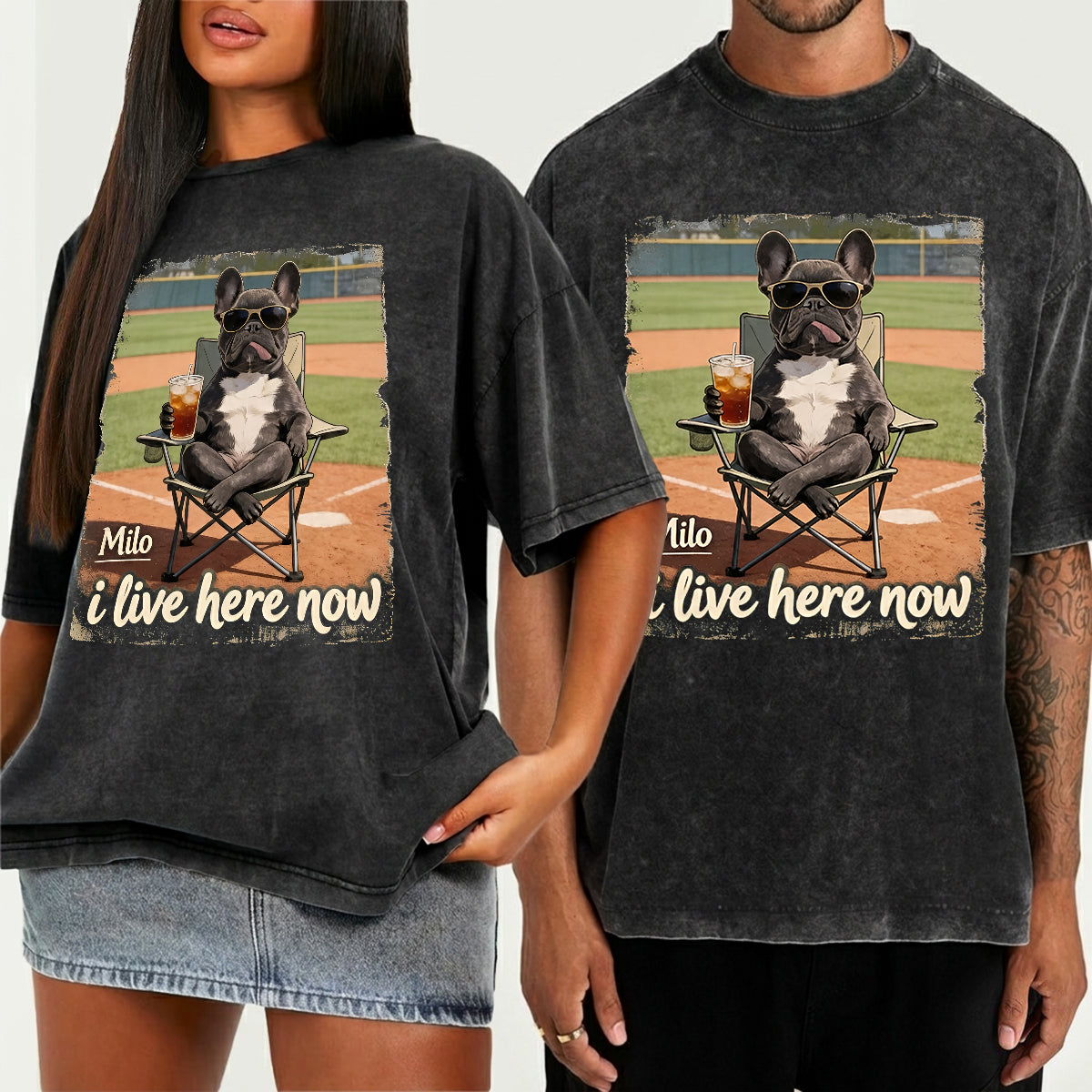 T-shirt Personnalisé Photo I Live Here Now - Lavage de Chien