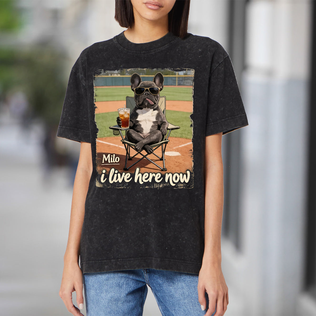 T-shirt Personnalisé Photo I Live Here Now - Lavage de Chien