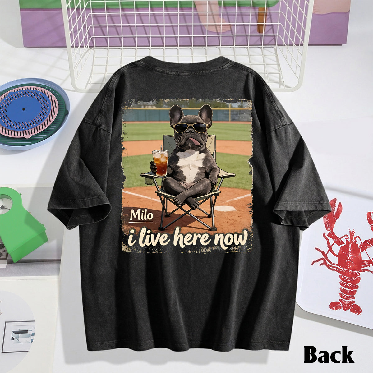 T-shirt Personnalisé Photo I Live Here Now - Lavage de Chien