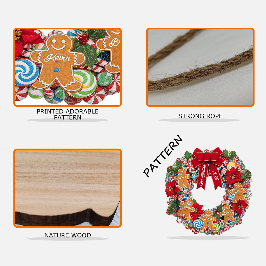 Lebkuchenfamilie – Personalisiertes, individuell geformtes Holzschild