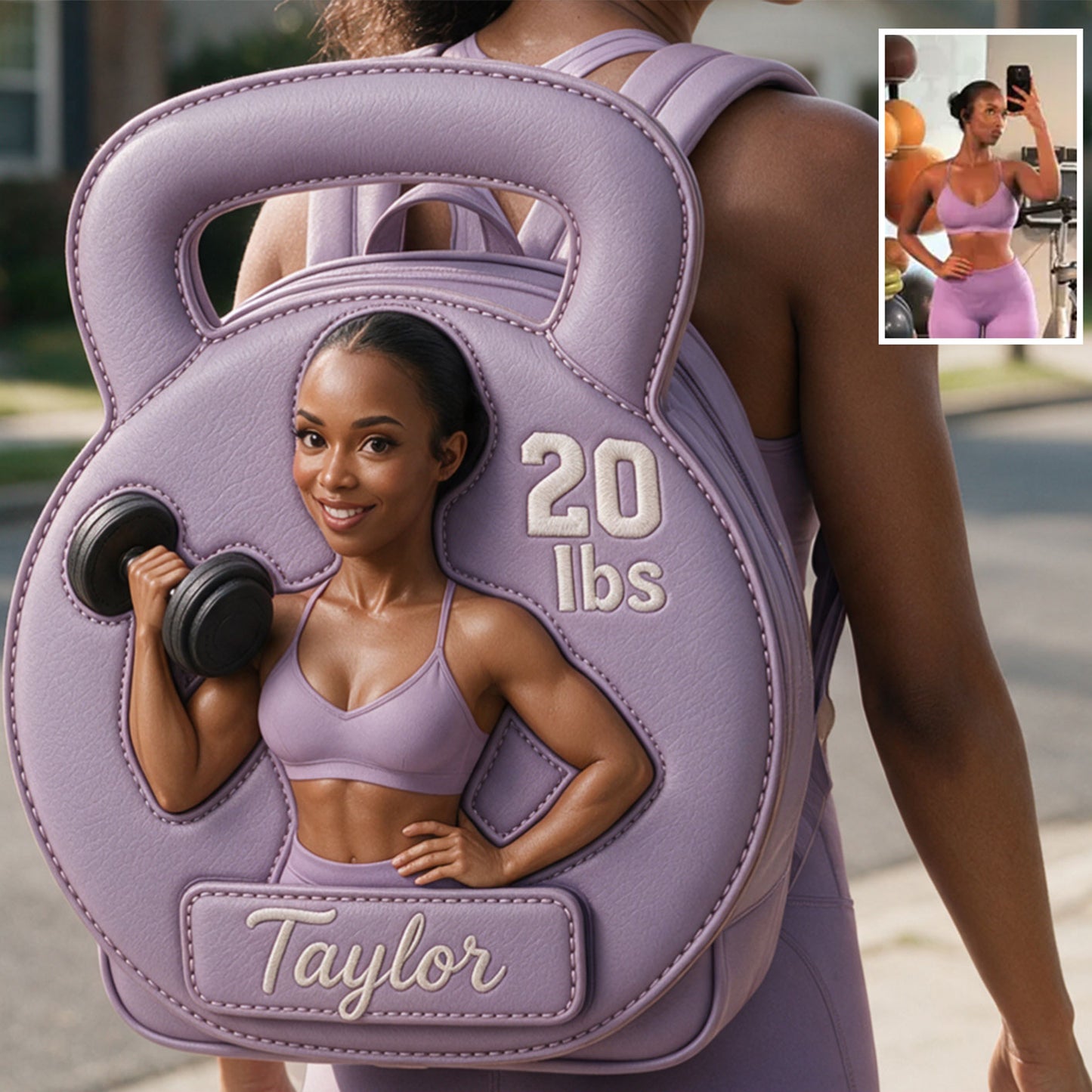 No Pain No Gain - Personalized Fitness Changeable Leather Patch Backpack