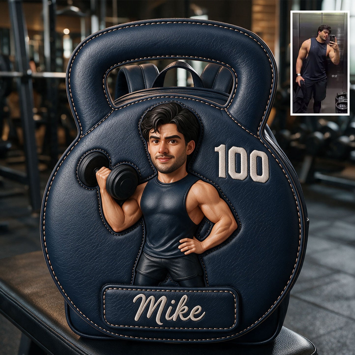 No Pain No Gain - Personalized Fitness Changeable Leather Patch Backpack