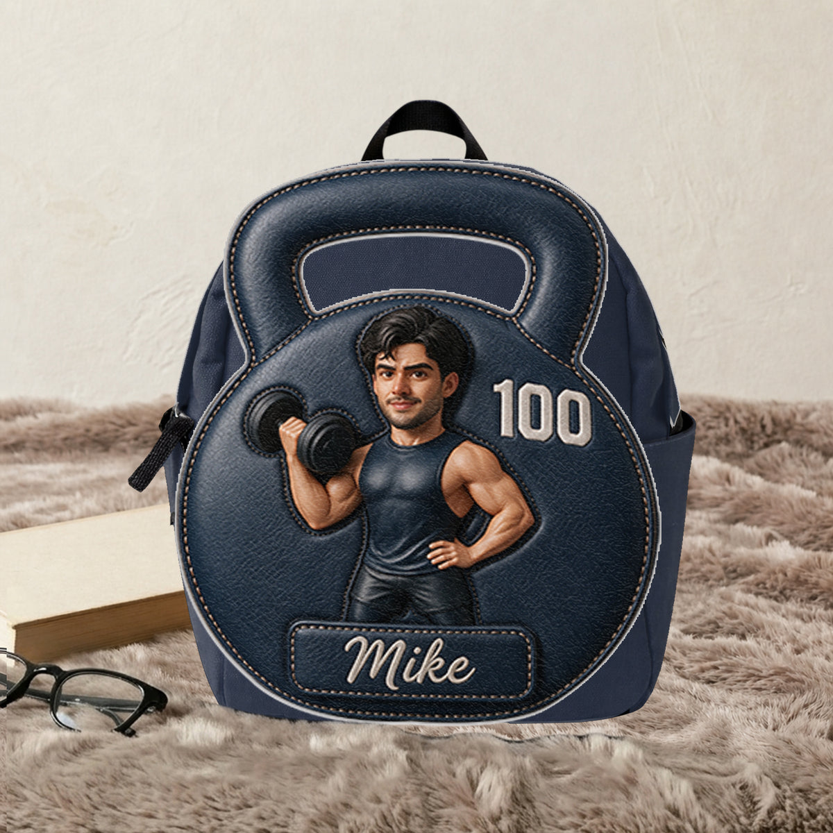 No Pain No Gain - Personalized Fitness Changeable Leather Patch Backpack