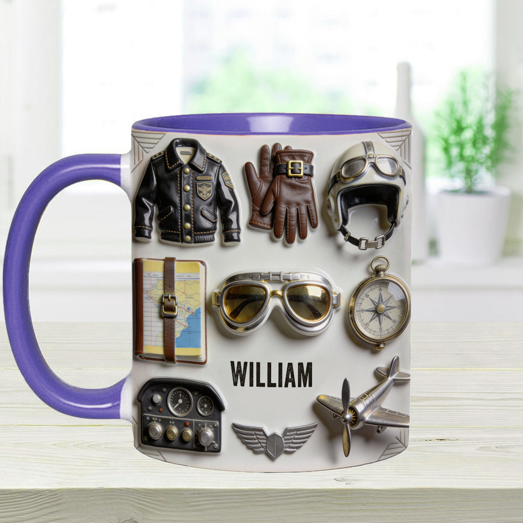 Taste Flight – Personalisierte Tasse und Untersetzer mit Pilotenmotiv