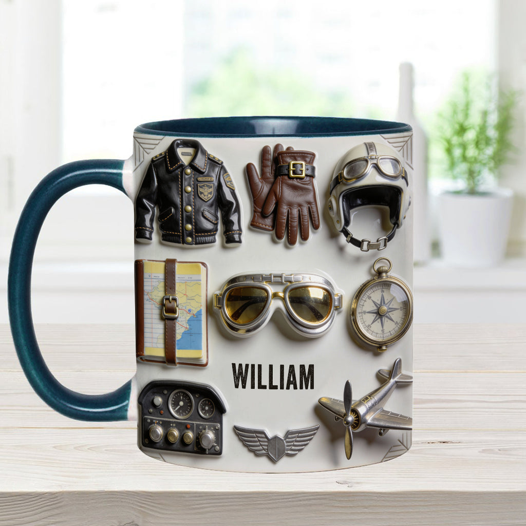 Taste Flight – Personalisierte Tasse und Untersetzer mit Pilotenmotiv