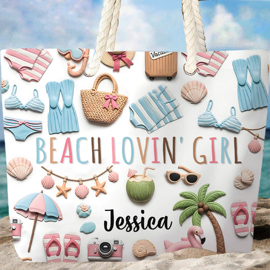 Beach Lovin' Girl - Personalized Sea Lover Beach Bag