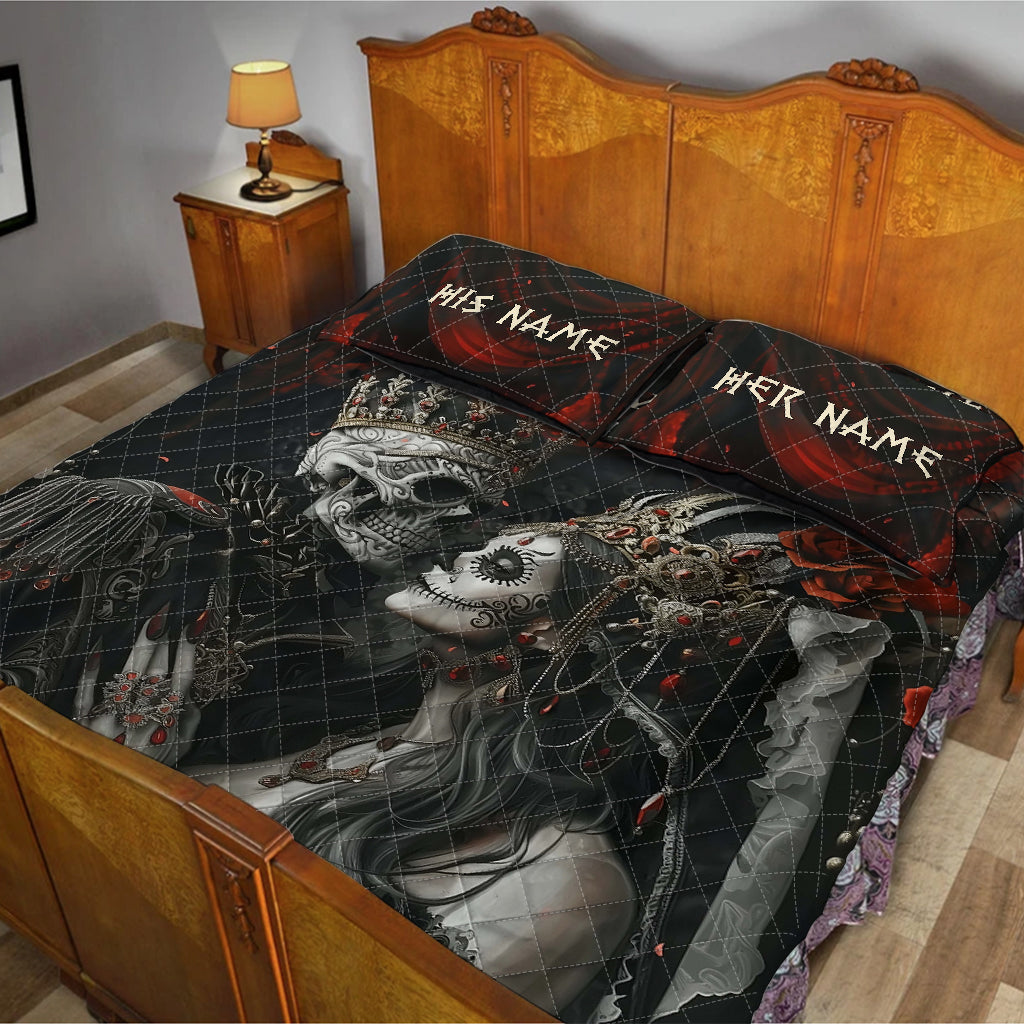 We Loved With A Love That Was More Than Love - Personalized Couple Quilt Set