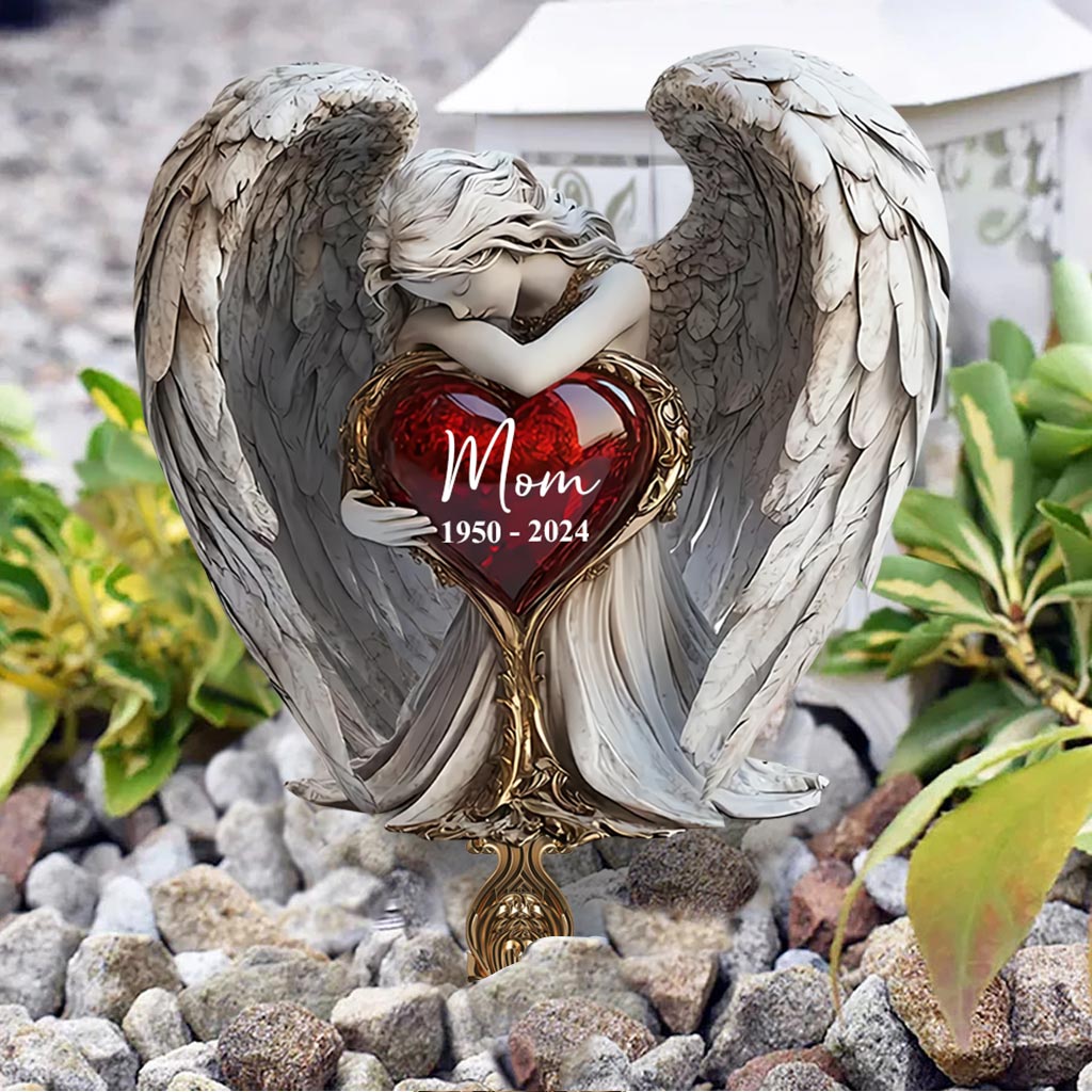 On Angel's Wings - Personalized Memorial Acrylic Plaque Stake