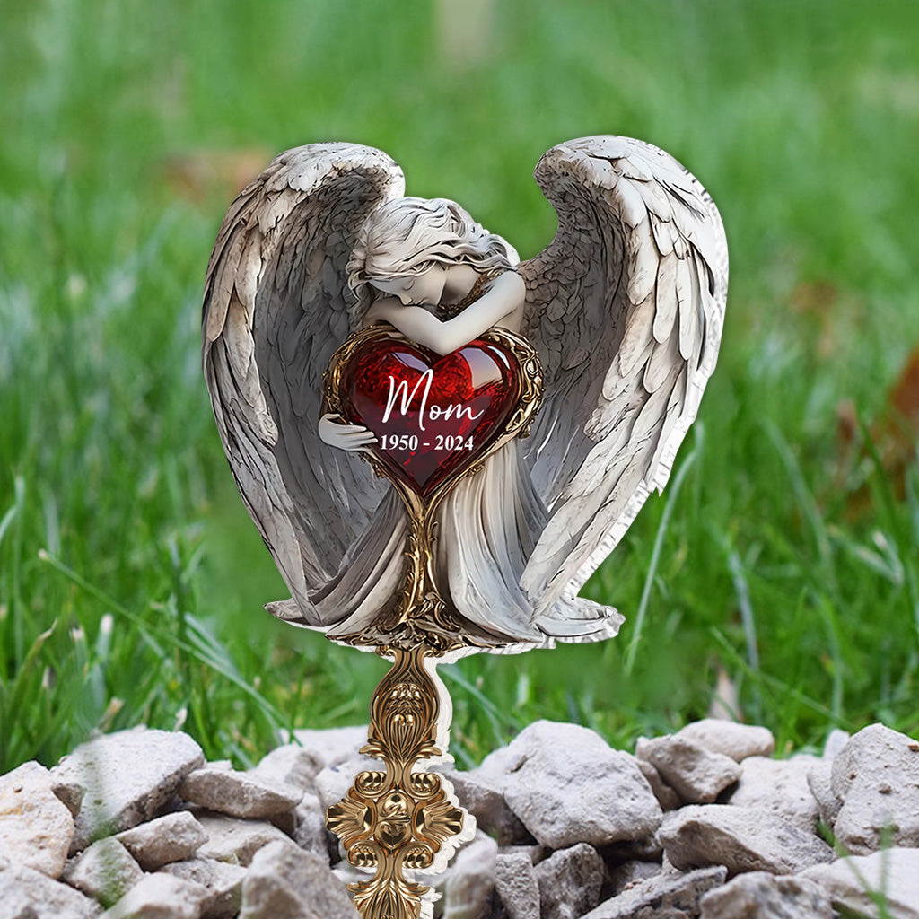 On Angel's Wings - Personalized Memorial Acrylic Plaque Stake