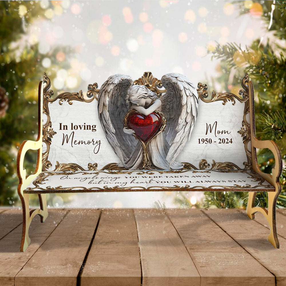On Angels Wings - Personalized Memorial Wooden Bench