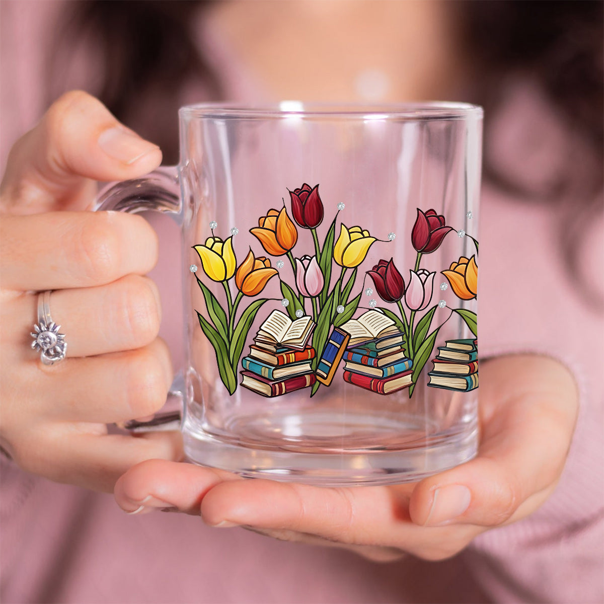 Tulpe & Buch – Personalisierter Buch-Glasbecher
