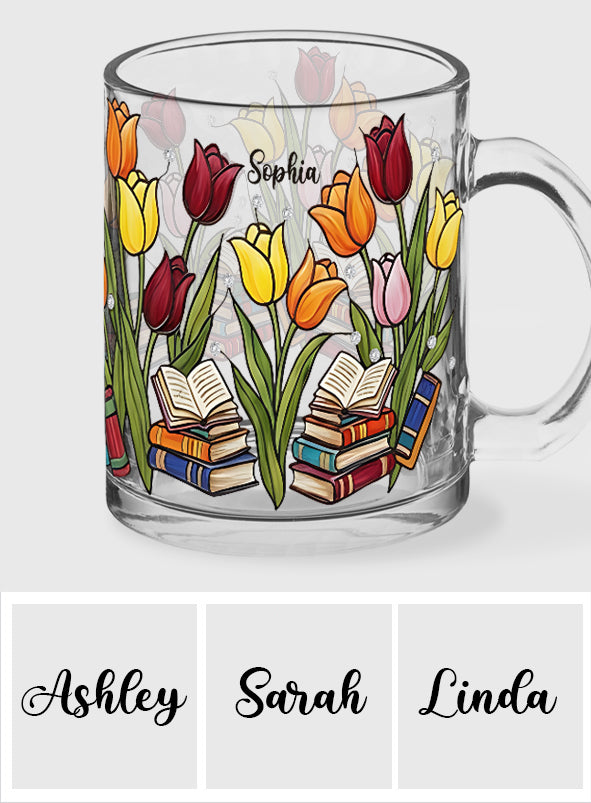 Tulpe & Buch – Personalisierter Buch-Glasbecher
