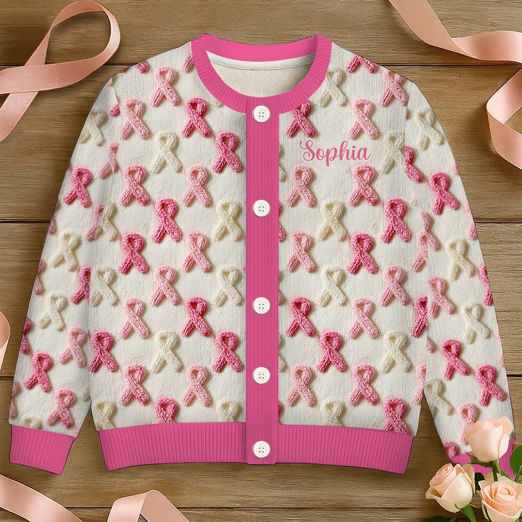 En octobre, on porte du rose - Gilet cardigan personnalisé pour la sensibilisation au cancer du sein