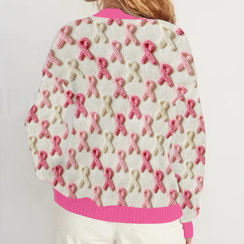 En octobre, on porte du rose - Gilet cardigan personnalisé pour la sensibilisation au cancer du sein