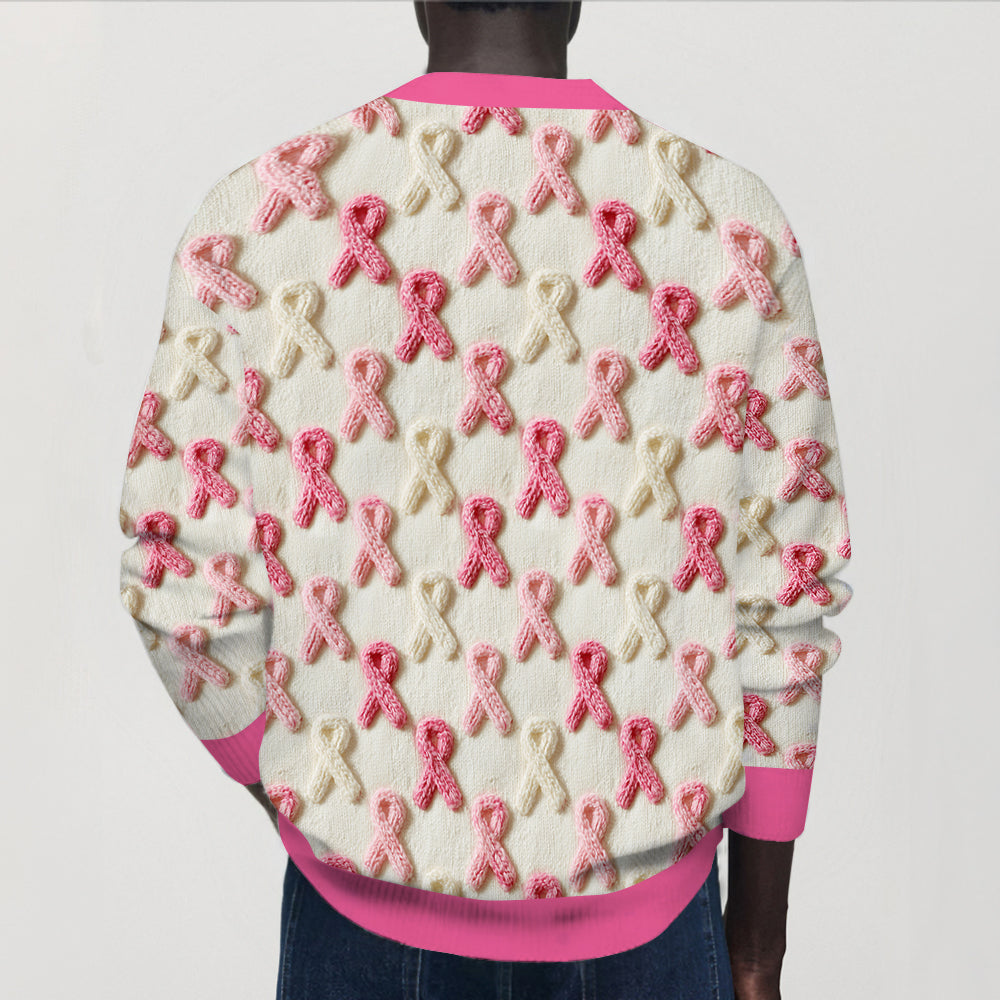 En octobre, on porte du rose - Gilet cardigan personnalisé pour la sensibilisation au cancer du sein