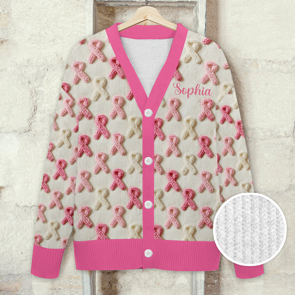 En octobre, on porte du rose - Gilet cardigan personnalisé pour la sensibilisation au cancer du sein