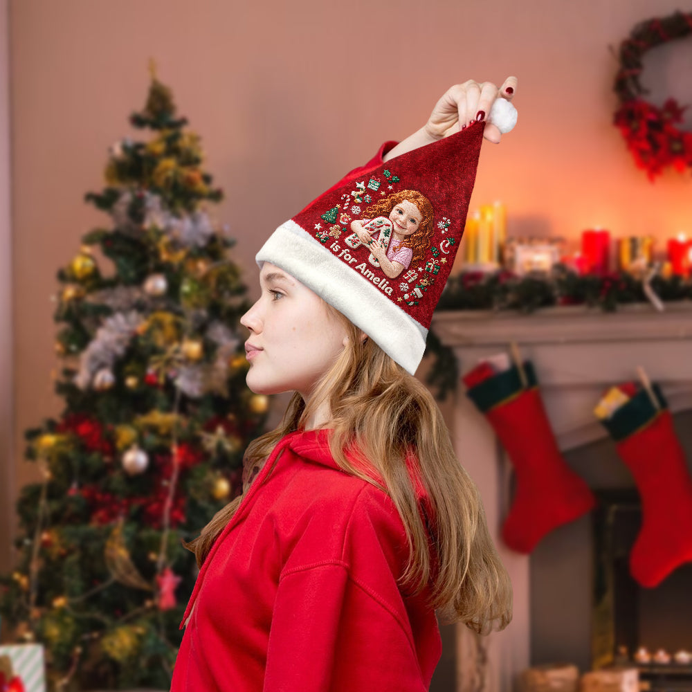 Little Initial Christmas Dreams - Personalized Kid Santa Claus Hat