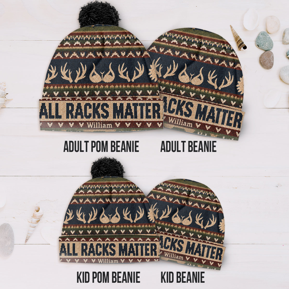 Funny Hunting - Personalized Hunting Knitted Beanie Hat and Scarf Set