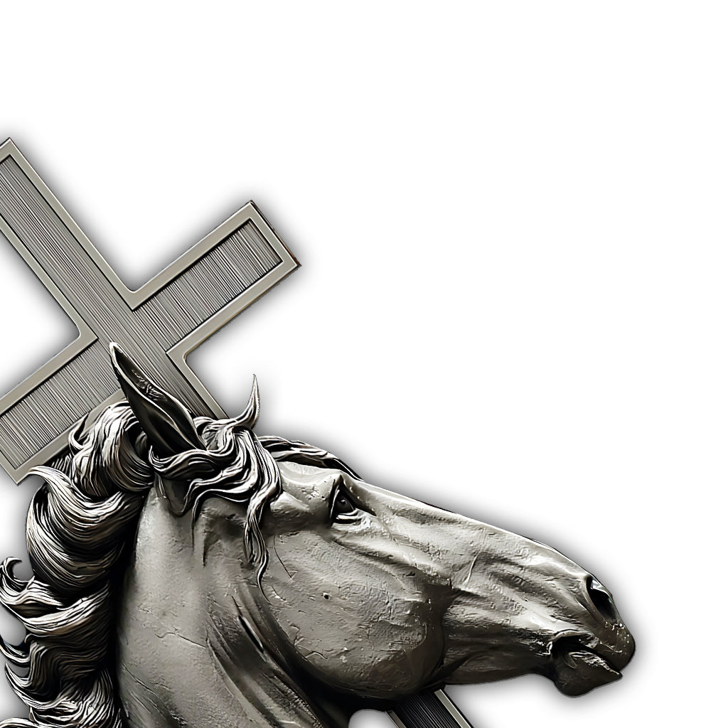 Horse And Cross - Personalized Christian Cut Metal Sign