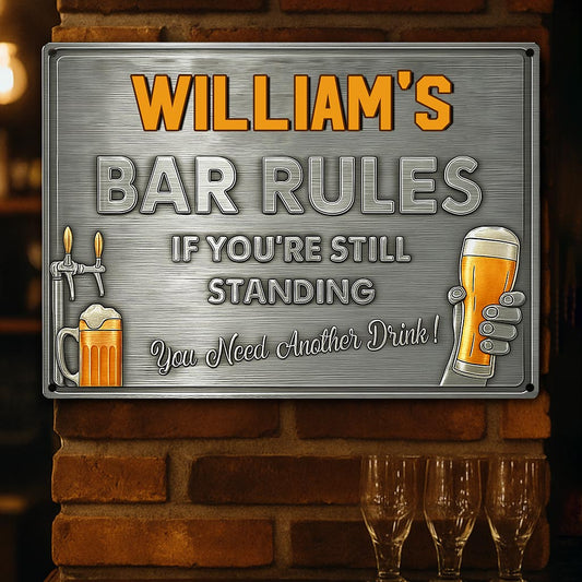 Bar Rules - Personalized Beer Rectangle Metal Sign
