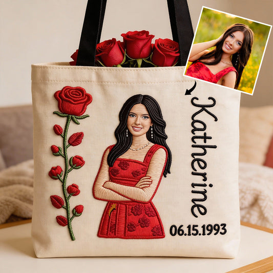 Personalisierte Tragetasche mit Geburtsblume und Foto – Selbstliebe