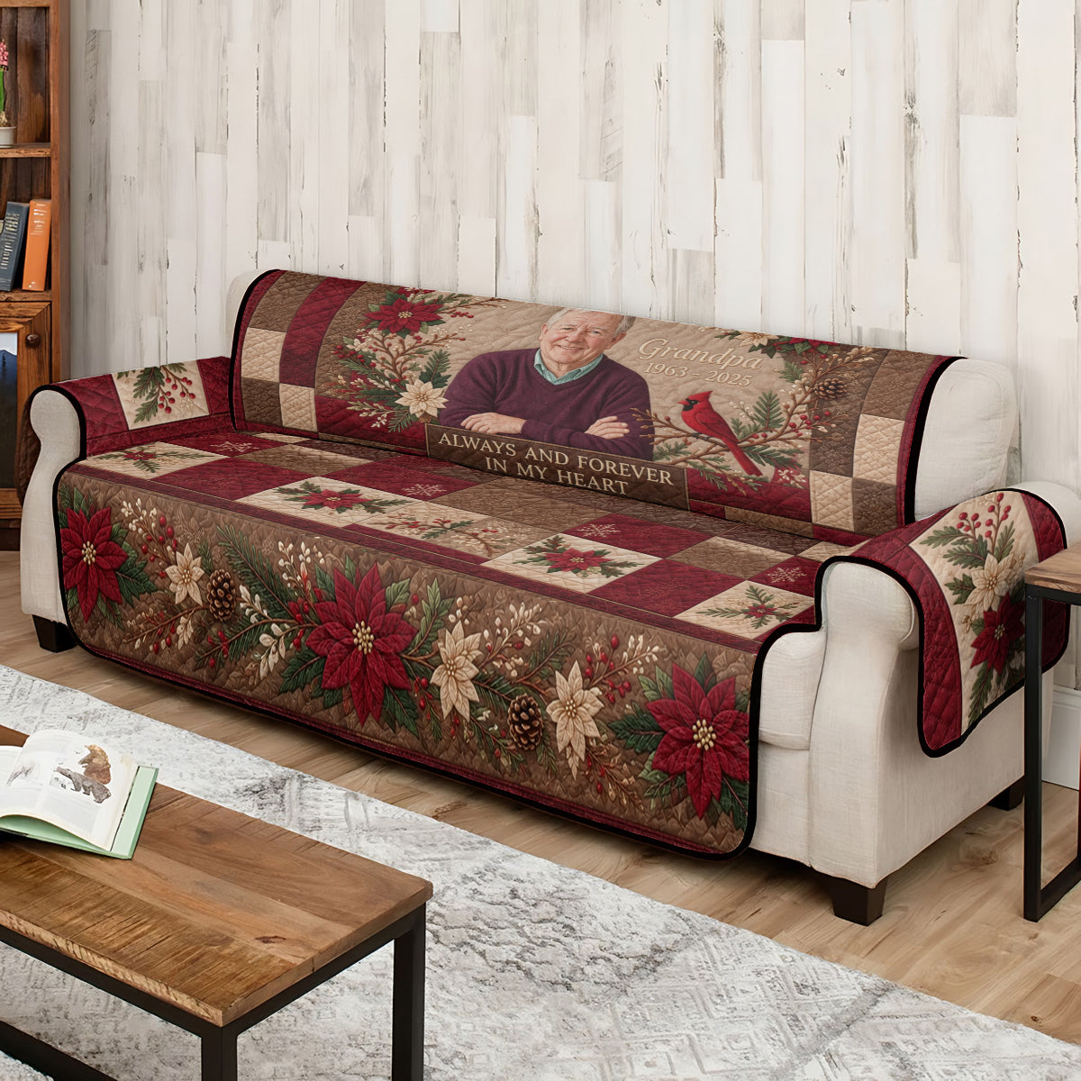 Those We Love Don't Go Away - Personalized Memorial Quilted Sofa/Couch Cover