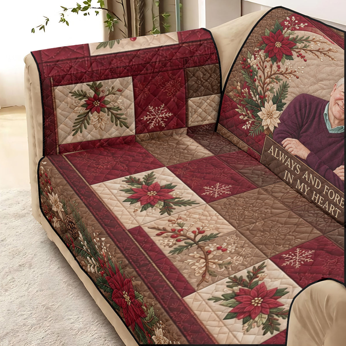Those We Love Don't Go Away - Personalized Memorial Quilted Sofa/Couch Cover